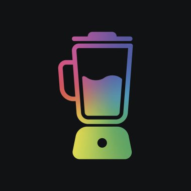 Basit blender simgesi. Elektronik Mutfak mikser. Gökkuşağı rengi ve koyu arka plan
