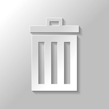 Çöp kutusu. basit simgesi. Kağıt tarzı ile gölge gri arka plan üzerinde