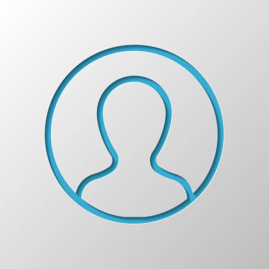 Profil, kişi bir dairede. Kağıt tasarımı. Gölge ile düzenlenen sembolü