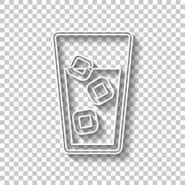 bardak su buz küpleri simgesi olan. Gölge şeffaf arka plan üzerinde beyaz anahat işaretiyle