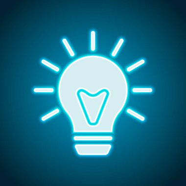 Eski ampul ışık ile. basit tek simge. Neon tarzı. Işık dekorasyon simgesi. Parlak elektrik sembolü