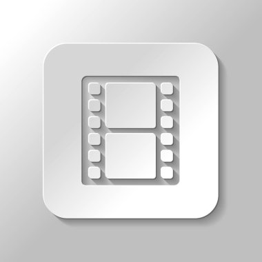 TV film şeridi ile. Kağıt tarzı ile gölge gri arka plan üzerinde