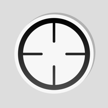 Basit hedef simgesini. Etiket tarzı ile beyaz ve gri arka plan üzerinde basit gölge