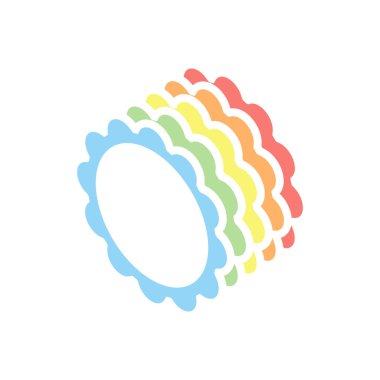 Güneş. basit simgesi. Beyaz arka plan üzerinde renkli izometrik simgeler yığını