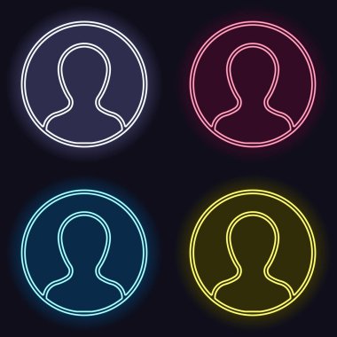 Profil, kişi bir dairede. Neon işareti kümesi. Koyu arka plan üzerinde casino tarzı. Seamless modeli