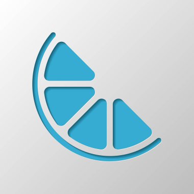 Yarım limon ya da portakal. Basit simgesi. Kağıt tasarımı. Gölge ile düzenlenen sembolü