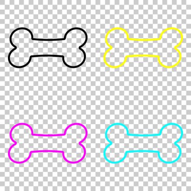 Köpek kemik simgesi. Cmyk simgeleri şeffaf arka plan üzerinde renkli dizi.