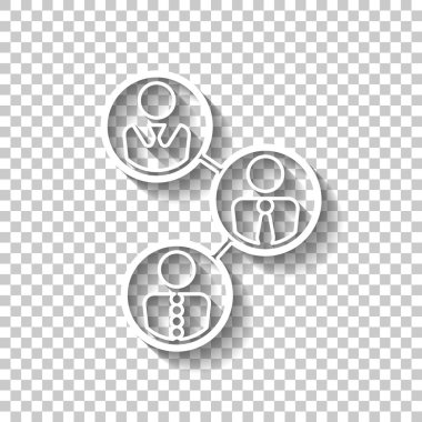 Office insanlar, takım. Gölge şeffaf arka plan üzerinde beyaz anahat işaretiyle