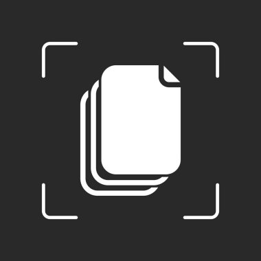 belge. basit siluet. Beyaz nesne kamera otomatik odaklama koyu arka plan üzerinde