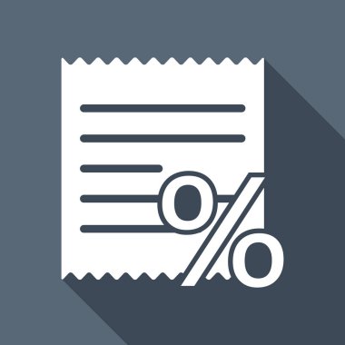 Alış irsaliyesi ve yüzde. Uzun Gölge arka plan üzerinde beyaz düz simgesi