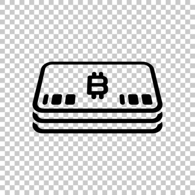 Bitcoin para veya fişlerin sürüsü. İş simgesi. Saydam arka plan üzerinde.