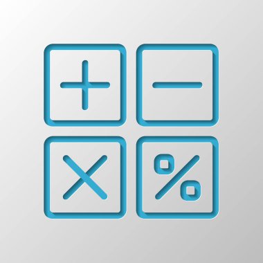 basit hesap makinesi simge. Kağıt tasarımı. Gölge ile düzenlenen sembolü