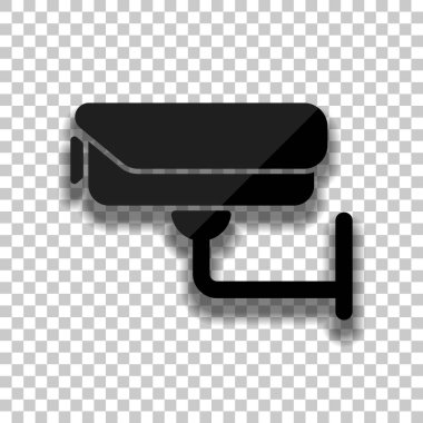 Güvenlik kamerası. Teknoloji simgesi. Saydam arka plan üzerinde yumuşak gölgeli siyah cam kutsal kişilerin resmi