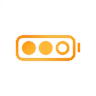 Basit pil, yarı düzey. Portakal işareti beyaz arka plan üzerinde düşük ışık ile