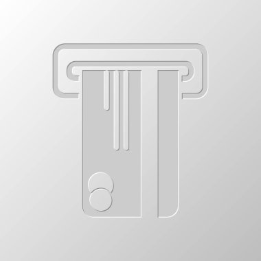 ATM makine ve kredi kartı simgesi. Kağıt tasarımı. Düzenlenen sembolü. Çekirdeksiz stili