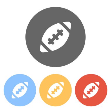 Amerikan futbolu logosunu görmeniz gerekir. Basit rugby topu simgesi. Renkli daireler üzerinde beyaz simgeler kümesi
