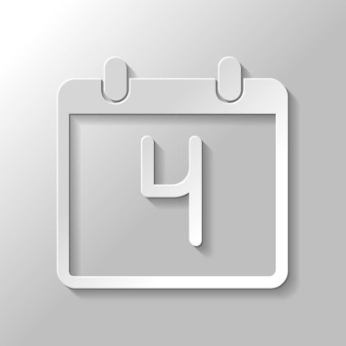 4 gün, basit simgesi ile takvim. Kağıt tarzı ile gölge gri arka plan üzerinde