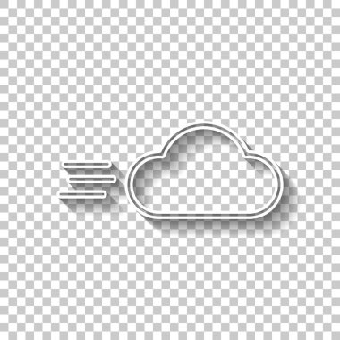 Rüzgarlı simgesi. Doğrusal, ince anahat. Gölge şeffaf arka plan üzerinde beyaz anahat işaretiyle