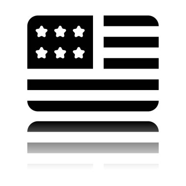 basit ABD bayrağı simgesi. Dikdörtgen şekli. Siyah beyaz arka plan ayna yansıması simgesiyle