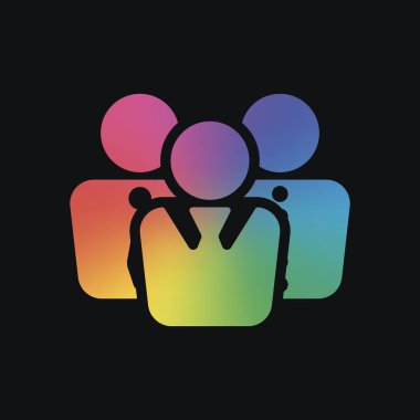 Office insanlar, takım. Gökkuşağı rengi ve koyu arka plan