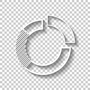 İş pasta grafiği simgesi. Gölge şeffaf arka plan üzerinde beyaz anahat işaretiyle