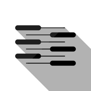 Çift piyano klavye simgesi. Düet. Rekabet, dikey görünüm. Uzun gölge beyaz arka planda siyah nesnesiyle