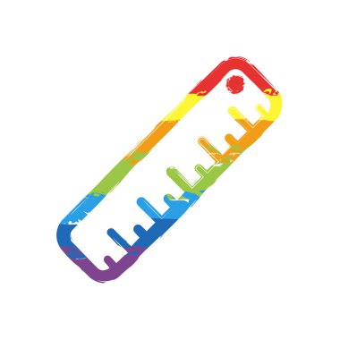 basit cetvel simgesi. Çizim işaretiyle Lgbt stil, gökkuşağı (kırmızı, turuncu, sarı, yeşil, mavi, Indigo, menekşe, yedi renk