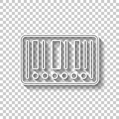 Barkod etiket simgesi. Daire numaraları yerine. Gölge şeffaf arka plan üzerinde beyaz anahat işaretiyle