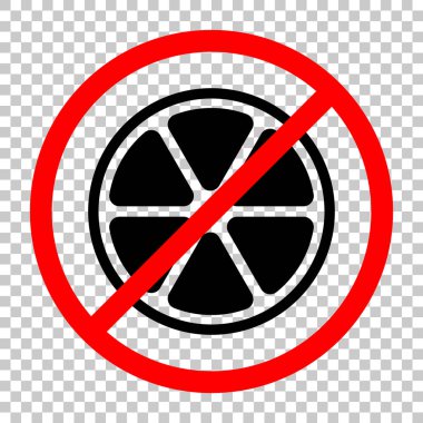 limon dilimi simgesi. Siyah kırmızı uyarı işareti şeffaf arka plan ile nesnesinde izin yok