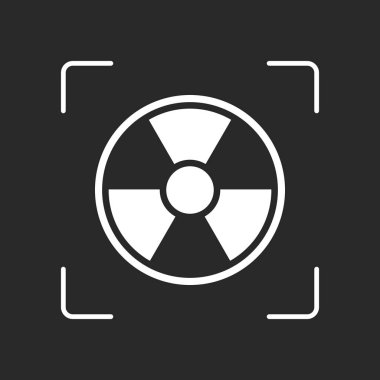 tehlike, radyasyon. basit siluet. Beyaz nesne kamera otomatik odaklama koyu arka plan üzerinde