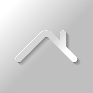 Evin çatısı. Basit doğrusal simgesi. Bir çizgi stili. Kağıt tarzı ile gölge gri arka plan üzerinde