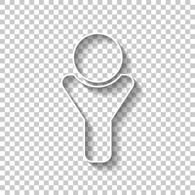 Basit erkek sembolü. Adam simgesi. Gölge şeffaf arka plan üzerinde beyaz anahat işaretiyle