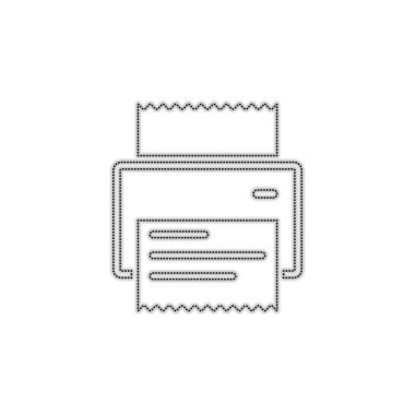 Yazıcı, alış irsaliyesi, basit simgesi. Noktalı anahat siluet gölge beyaz arka plan üzerinde