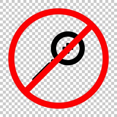 Yakınlaştır simgesini tıklatın. Siyah kırmızı uyarı işareti şeffaf arka plan ile nesnesinde izin yok