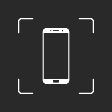 Metin simgesi. Beyaz nesne kamera otomatik odaklama koyu arka plan üzerinde