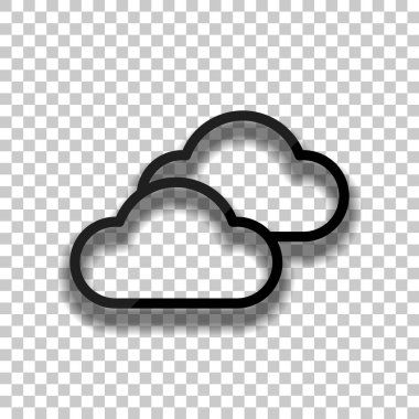 Çoğunlukla bulutlu simgesi. İnce anahat ile basit doğrusal simgesi. Saydam arka plan üzerinde yumuşak gölgeli siyah cam kutsal kişilerin resmi