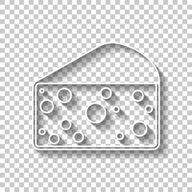 bir parça peynir simgesi. Gölge şeffaf arka plan üzerinde beyaz anahat işaretiyle