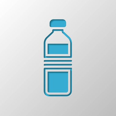şişe su, basit simgesi. Kağıt tasarımı. Gölge ile düzenlenen sembolü