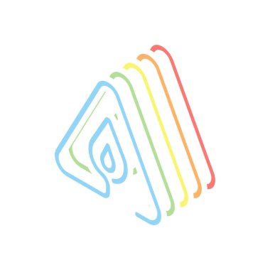 alev uyarı üçgeni içinde ateş. Doğrusal sembolü ile ince anahat. bir çizgi stili. basit simgesi. Beyaz arka plan üzerinde renkli izometrik simgeler yığını