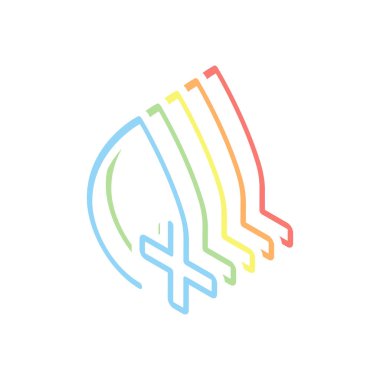 damla kan ve tıbbi çapraz. Doğrusal sembolü ile ince anahat. bir çizgi stili. Beyaz arka plan üzerinde renkli izometrik simgeler yığını