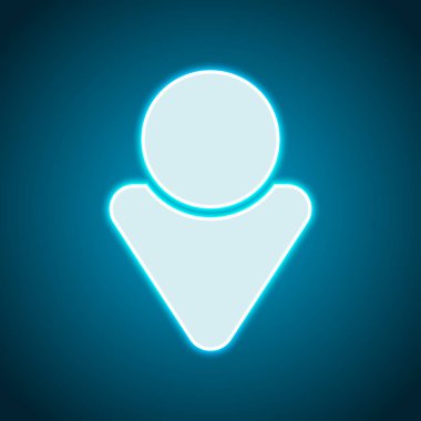 Basit erkek sembolü. Adam simgesi. Neon tarzı. Işık dekorasyon simgesi. Parlak elektrik sembolü