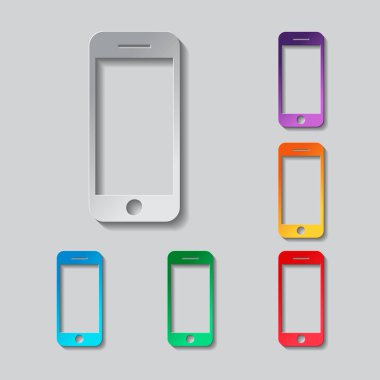 cep telefonu Icon set. Kağıt tasarımı renkli nesneleri ile