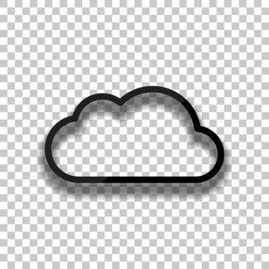 Basit bulut. Doğrusal sembolü ile ince anahat. Saydam arka plan üzerinde yumuşak gölgeli siyah cam kutsal kişilerin resmi