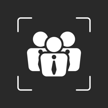 Office insanlar, takım. Beyaz nesne kamera otomatik odaklama koyu arka plan üzerinde