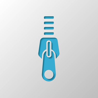 Fermuar aracı simgesini, yakın devlet. Kağıt tasarımı. Gölge ile düzenlenen sembolü