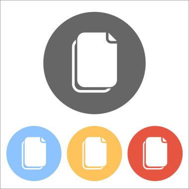 belge basit simgesi. Renkli daireler üzerinde beyaz simgeler kümesi