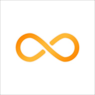 sonsuzluk simgesi, basit simgesi. Portakal işareti beyaz arka plan üzerinde düşük ışık ile