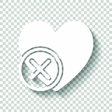 çapraz kalp ile. basit siluet. Gölge şeffaf arka plan üzerinde beyaz simgesi