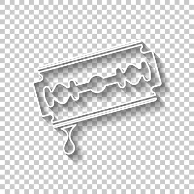 damla kan ile bıçak. basit siluet. Gölge şeffaf arka plan üzerinde beyaz anahat işaretiyle