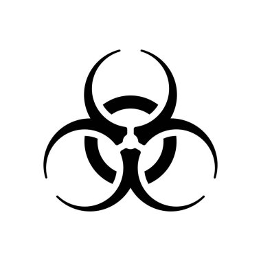 Biyolojik tehlike simgesi. Virüs ya da toksik hakkında uyarı işareti. Beyaz arka planda siyah